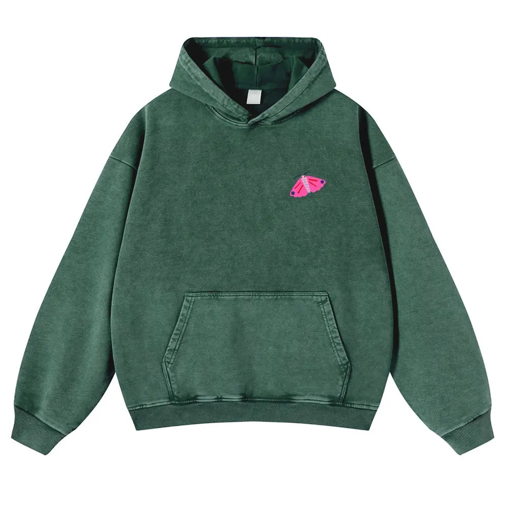 Washed Pink Bug Art Oversized Hoodie