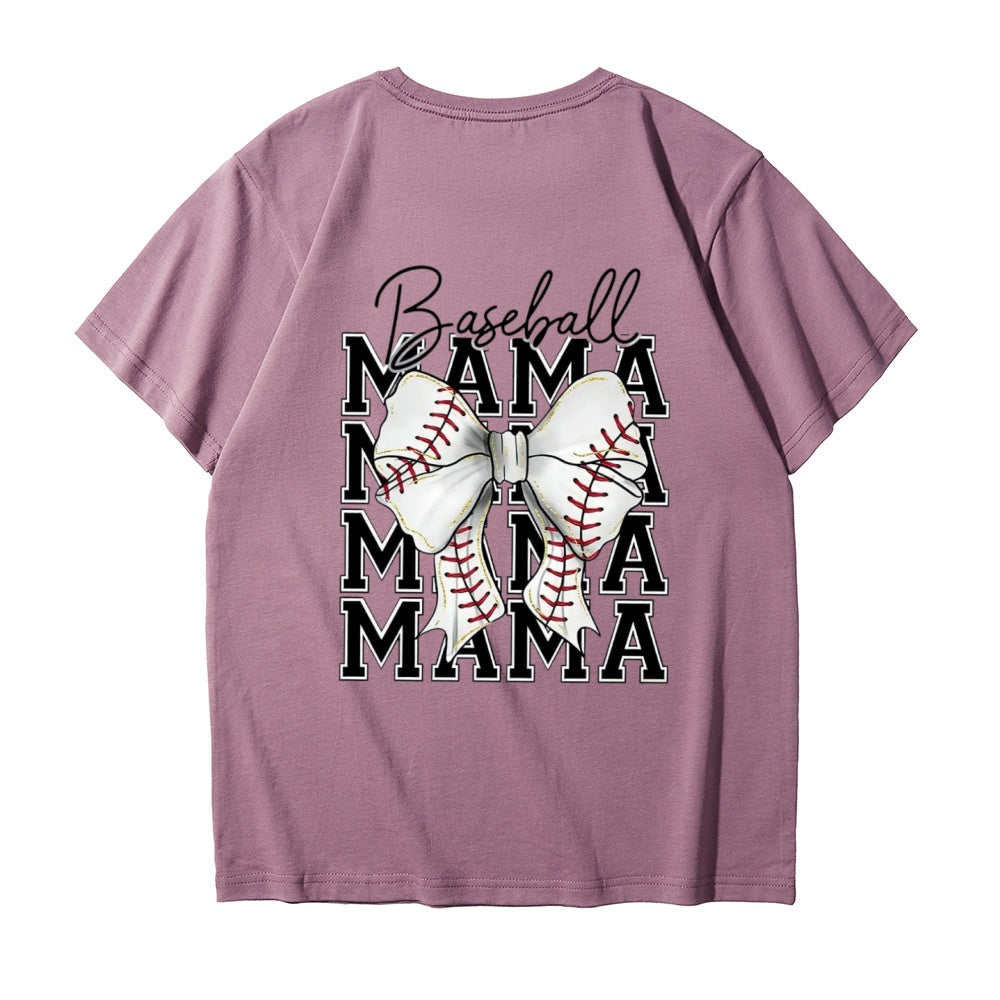 Baseball Mom Hooded Sweatshirt (Short-Sleeve) — Featuring a plaid bow and baseball design, the perfect Mother’s Day gift for game day