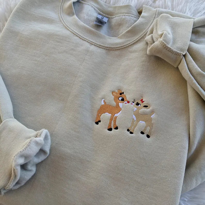 Rudolph Couple Embroidered Crewneck ✨ Christmas Favorite