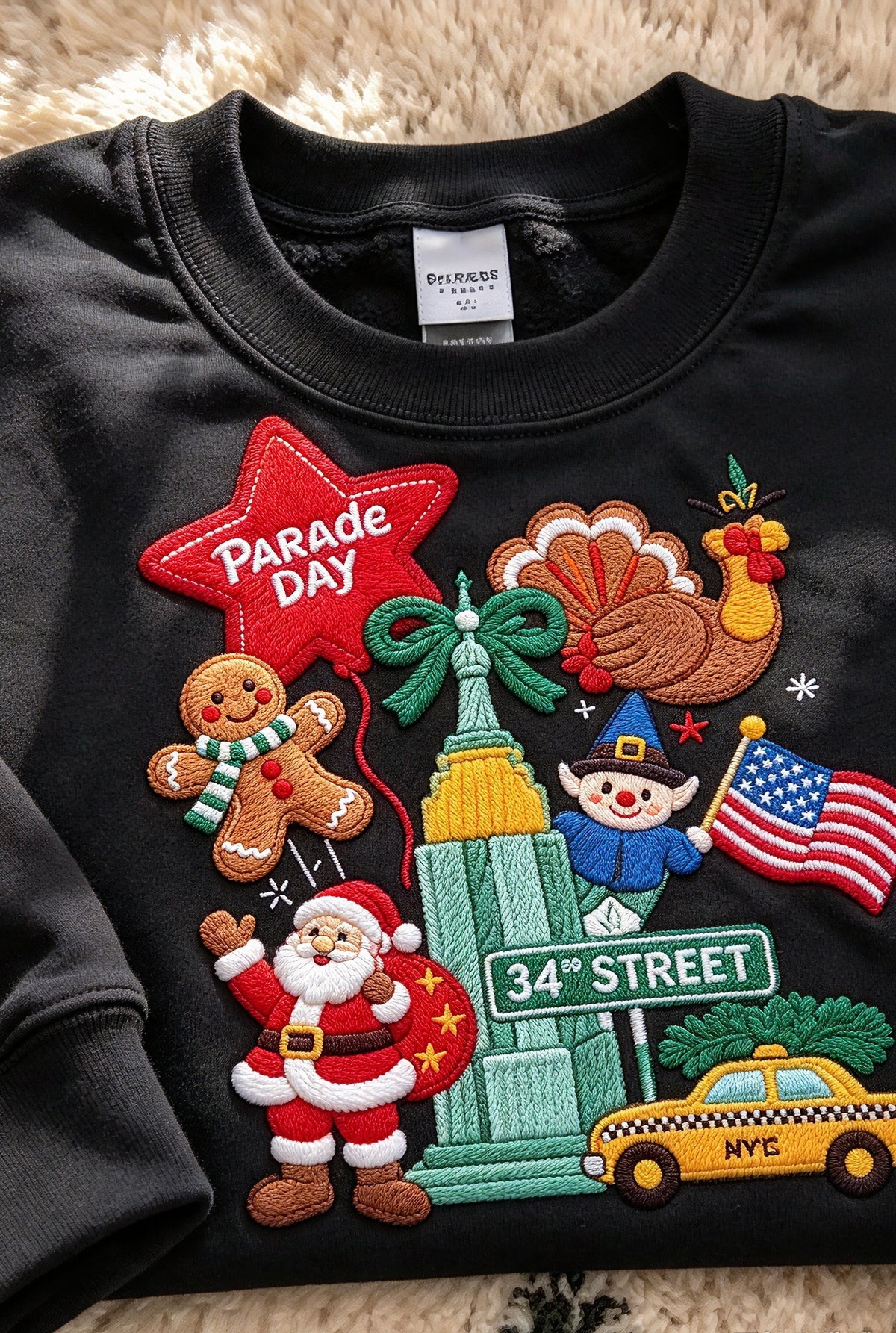 Macy’s Parade Day Embroidered Sweatshirt 🦃 NYC Thanksgiving Graphic Crewneck