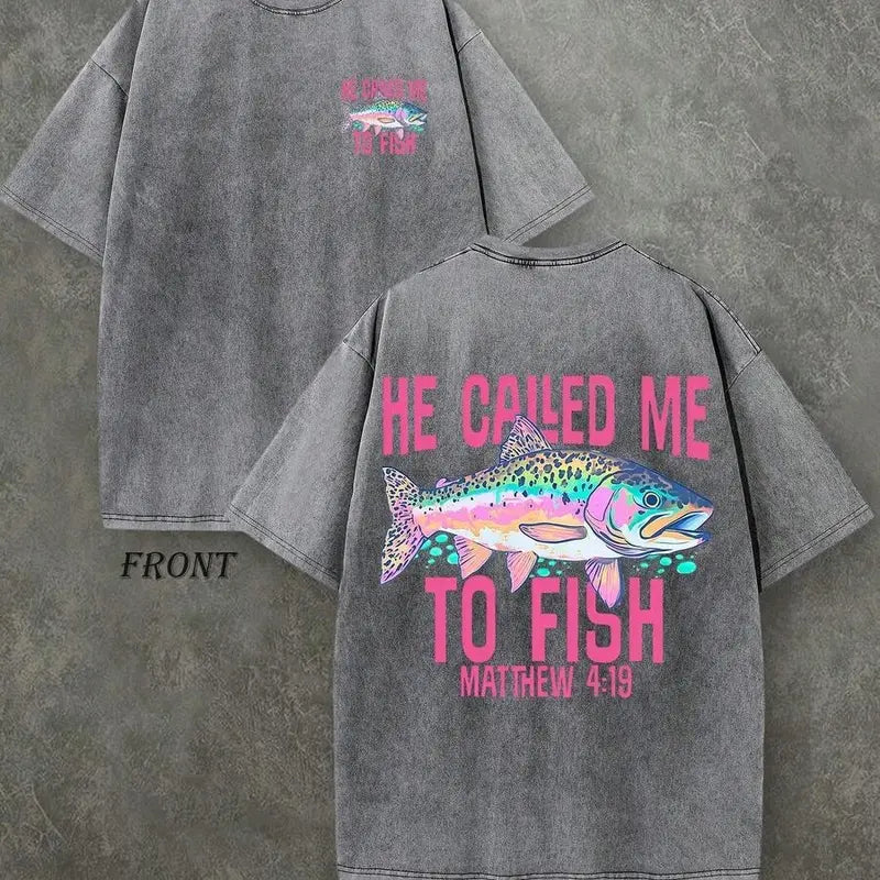 He Called Me To Fish Christian Fishing Vintage Tee