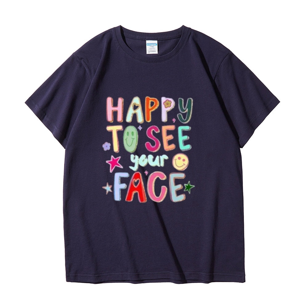 HAPPY TO SEE your FACE Short-sleeve sweatshirt hoodie fashion outfit
