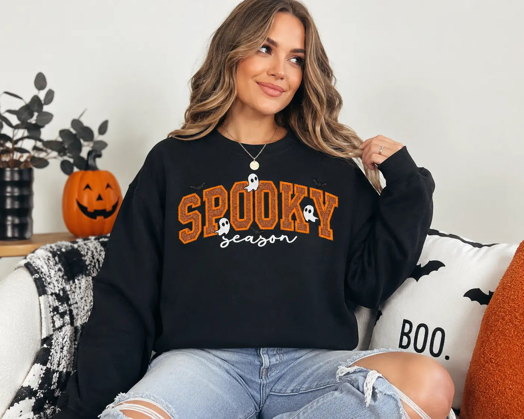 Spooky Season Ghost Embroidered Halloween Tee/Crewneck/Hoodie