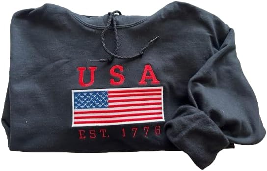 Embroidered USA T-shirt/Sweatshirt, Fourth of July Embroidery Gift, Independence Day Handmade Crewneck Sweater,