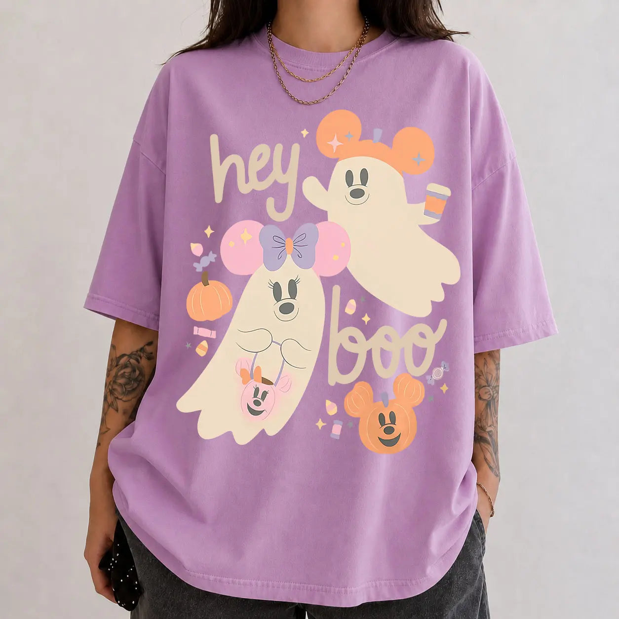 Hey Boo Cute Ghost Halloween Graphic T‑Shirt Sweatshirt Hoodie