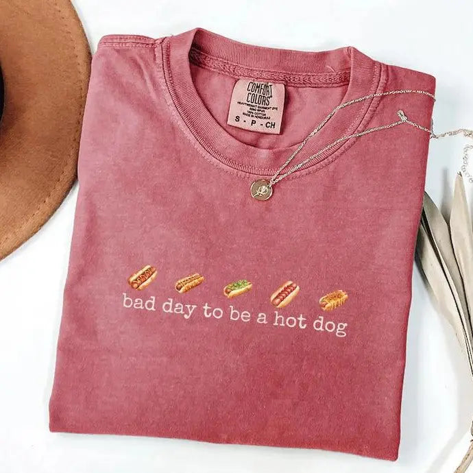 Humor Style Short Sleeve Hoodie Sweatshirt Today's a bad day for hot dogs.
