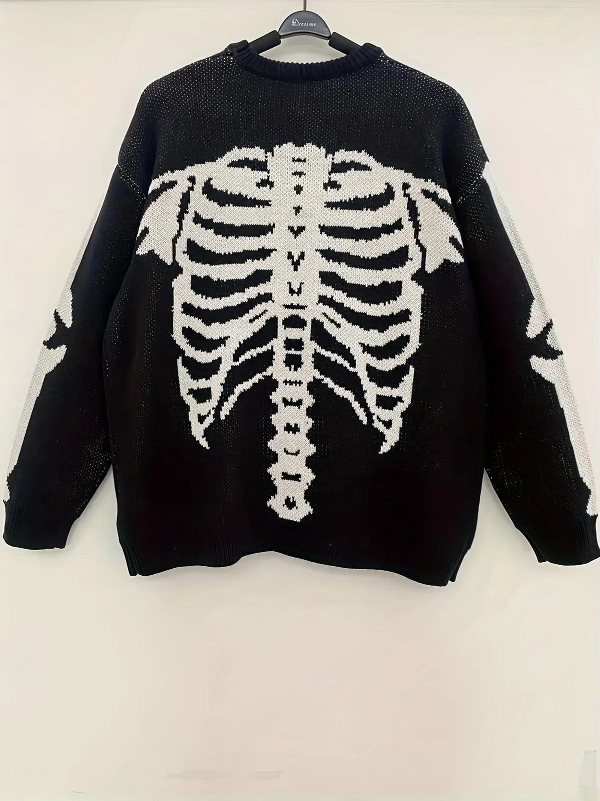 Skeleton Ribcage Jacquard Knit Pullover Sweater