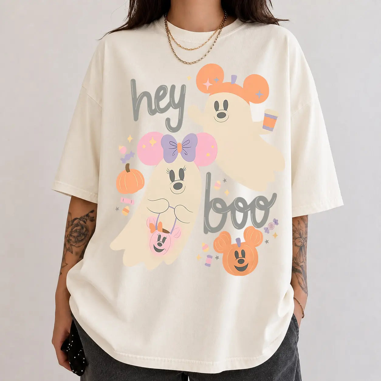 Hey Boo Cute Ghost Halloween Graphic T‑Shirt Sweatshirt Hoodie