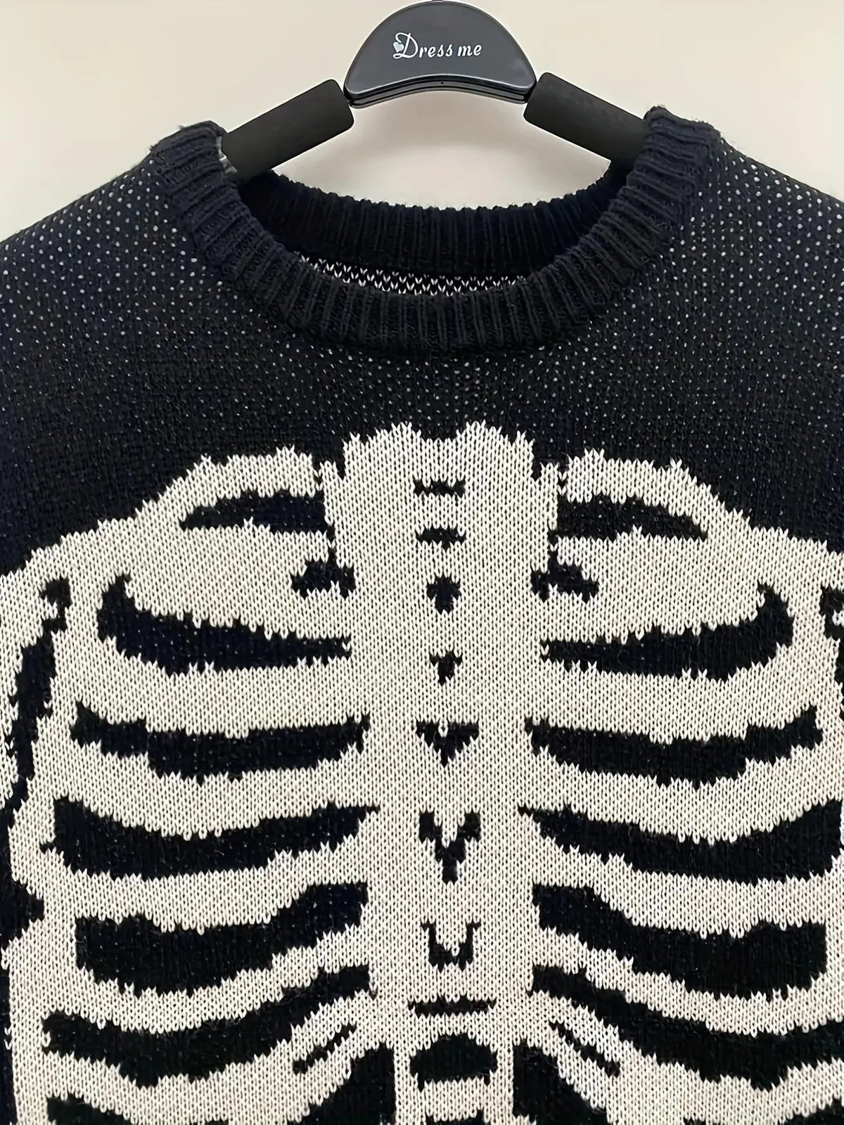 Skeleton Ribcage Jacquard Knit Pullover Sweater