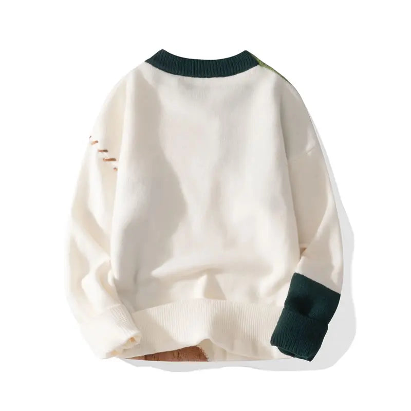 Mixed Texture Patchwork Cable Knit Sweater