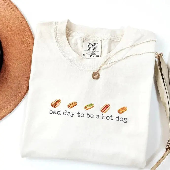 Humor Style Short Sleeve Hoodie Sweatshirt Today's a bad day for hot dogs.