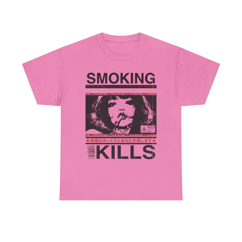 Vintage Distressed Asian Street Art Graphic Crew Neck Tee