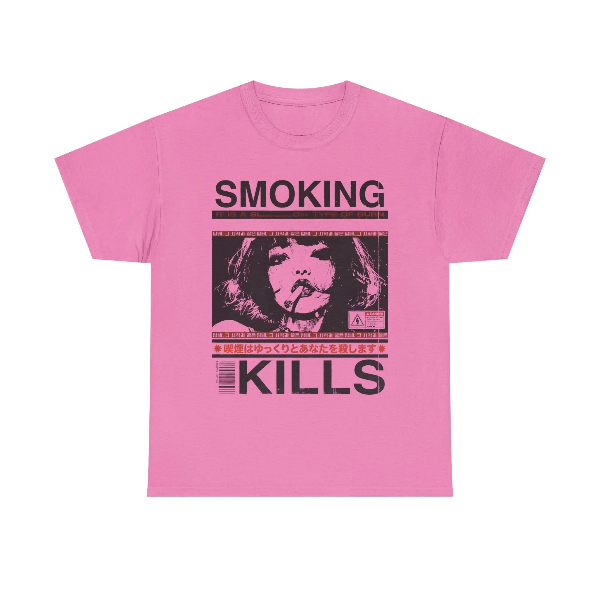 Vintage Distressed Asian Street Art Graphic Crew Neck Tee