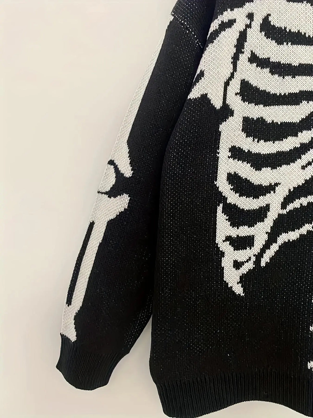 Skeleton Ribcage Jacquard Knit Pullover Sweater