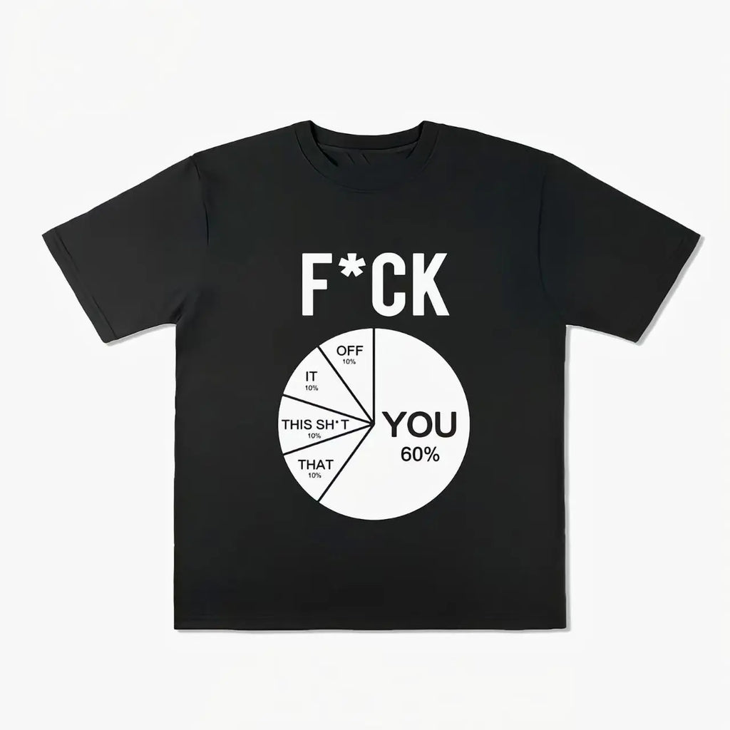 Meme Pie Chart Graphic Short Sleeve Tee Relaxed Fit Cotton Streetwear T‑Shirt
