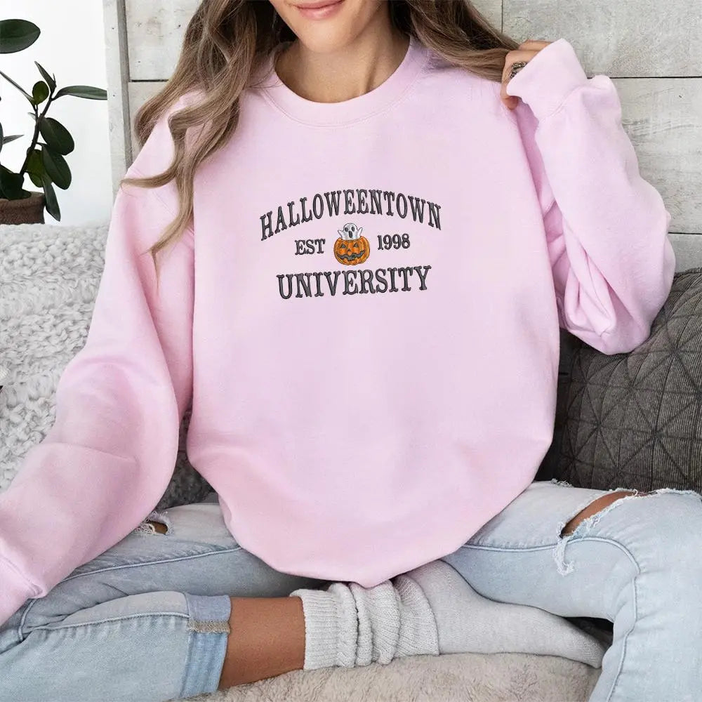 Embroidered Halloweentown University EST 1998 Halloween Crewneck Sweatshirt