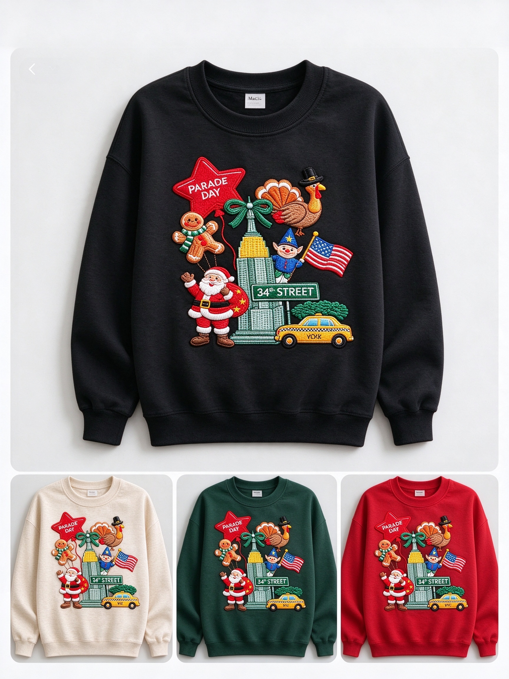 Macy’s Parade Day Embroidered Sweatshirt 🦃 NYC Thanksgiving Graphic Crewneck