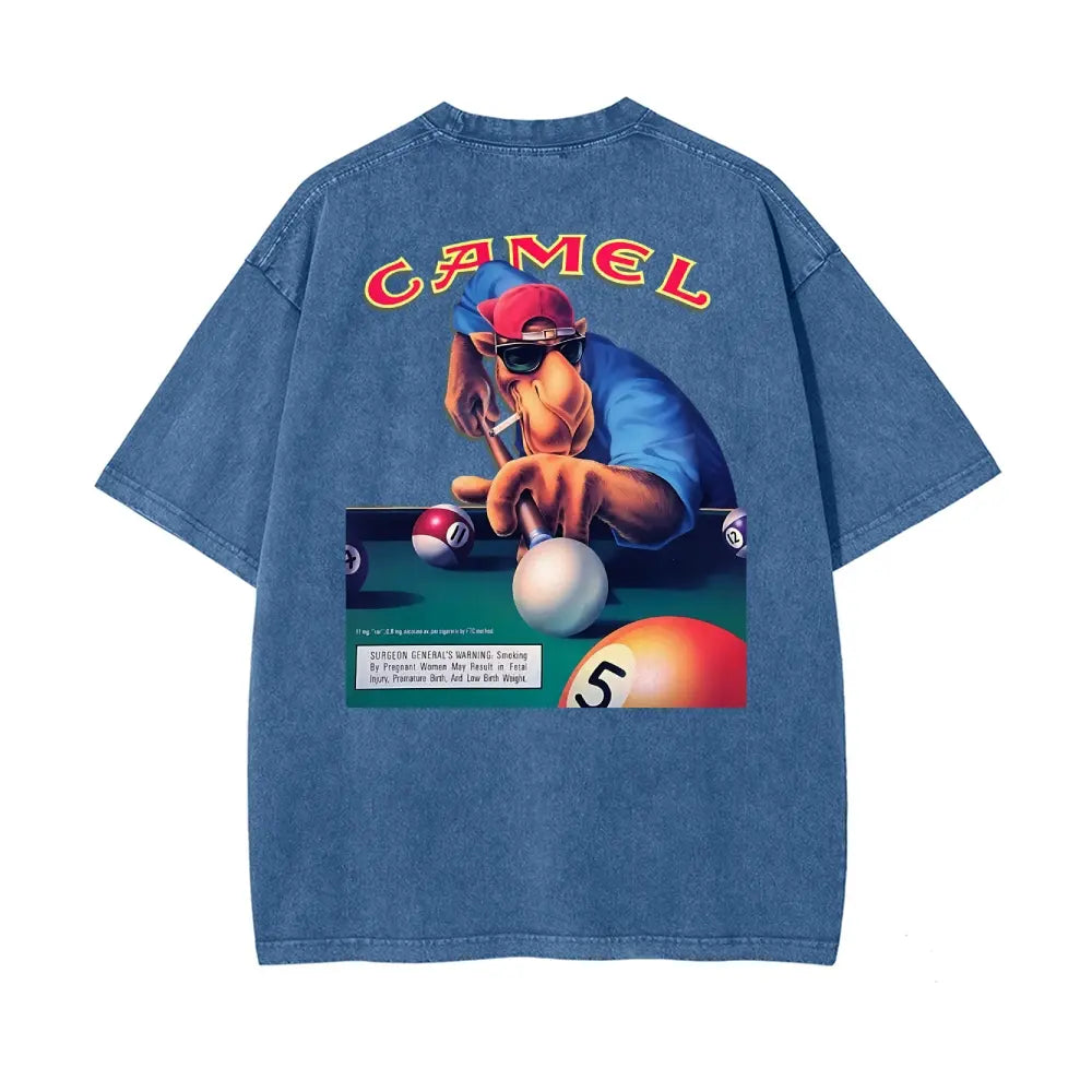 Vintage Washed Retro Pool Player Graphic Tee - Limited Edition
