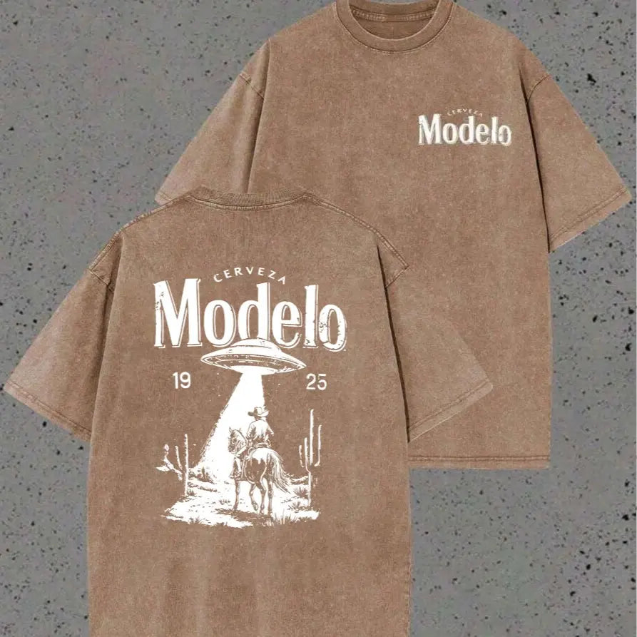 Vintage Washed Western UFO Cowboy Graphic Tee