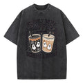 Freshly Boo'd Coffee Scream & Sugar Halloween T-Shirt, Retro Ghost Iced Coffee Vintage Washed Tee