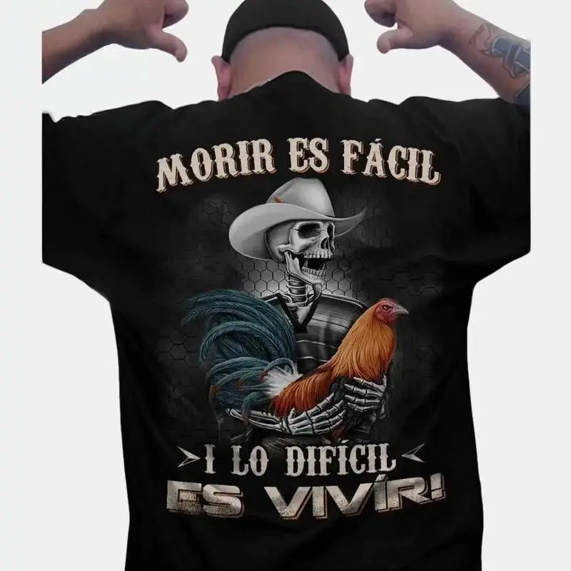 For the Ones Who Fight Hard: Rooster Cowboy Skeleton Tee