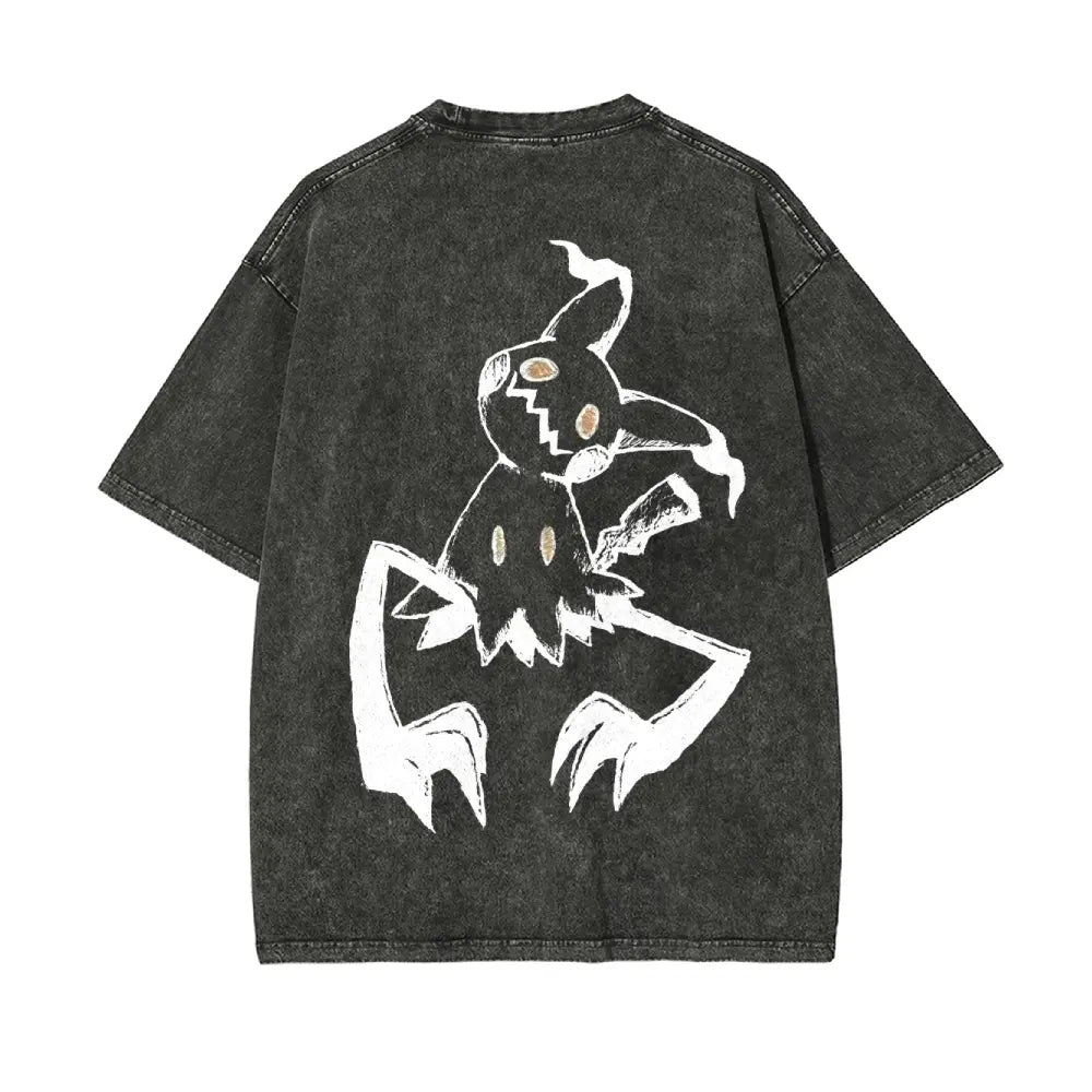 Mimikyu Double-Sided Washed Black Tee