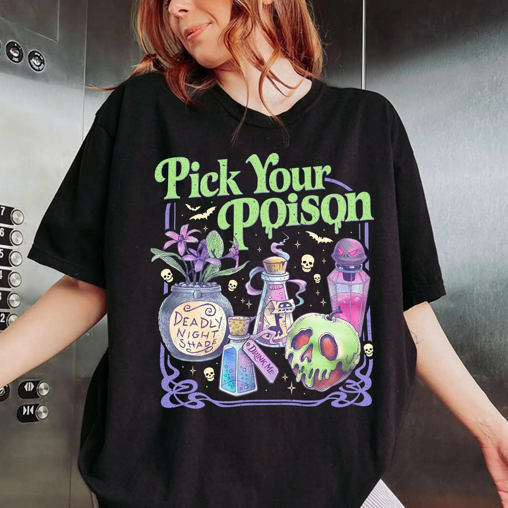 Pick Your Poison Witch Potion Vintage Wash Halloween Tee Sweatshirt hoodie