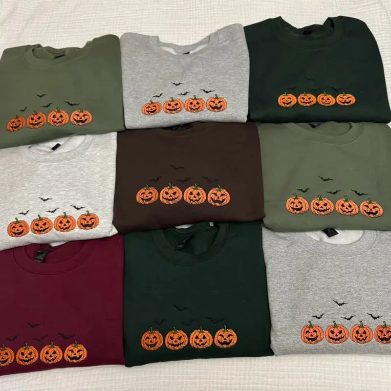 🎃 Embroidered Jack-O-Lantern Halloween Sweatshirt / Tee / Hoodie