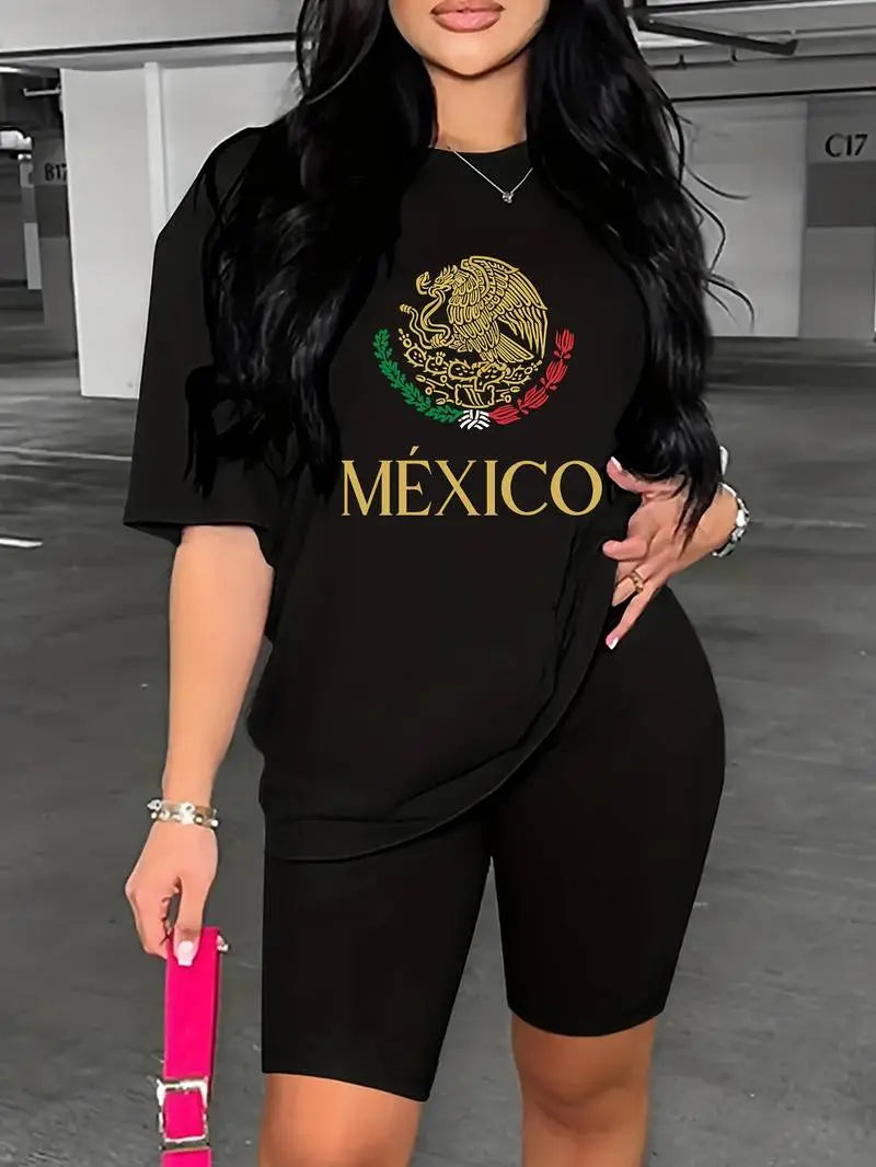 🇲🇽 Mexico Eagle Crest Oversized T-Shirt | Mexican Flag Colors Tee | Latina Pride Top