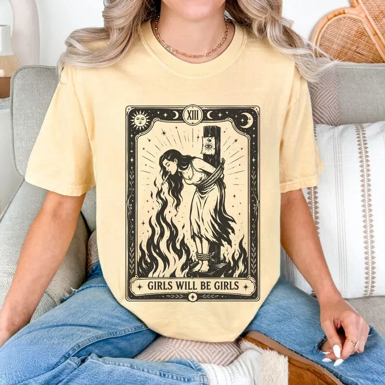 Girls Will Be Girls Tarot Graphic Women’s T‑Shirt Sweatshirt Hoodie