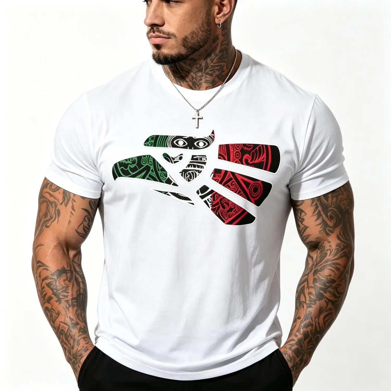 Bold Tribal Eagle Graphic White Tee | Stand Out Everywhere