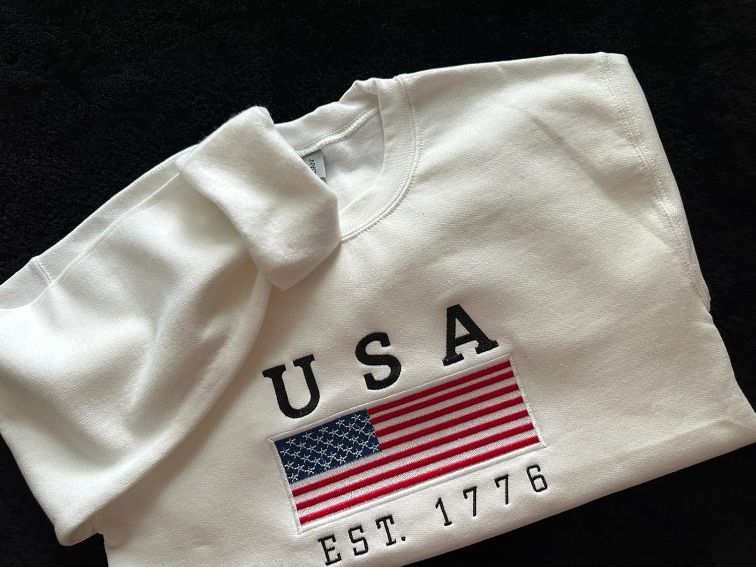 Embroidered USA T-shirt/Sweatshirt, Fourth of July Embroidery Gift, Independence Day Handmade Crewneck Sweater,