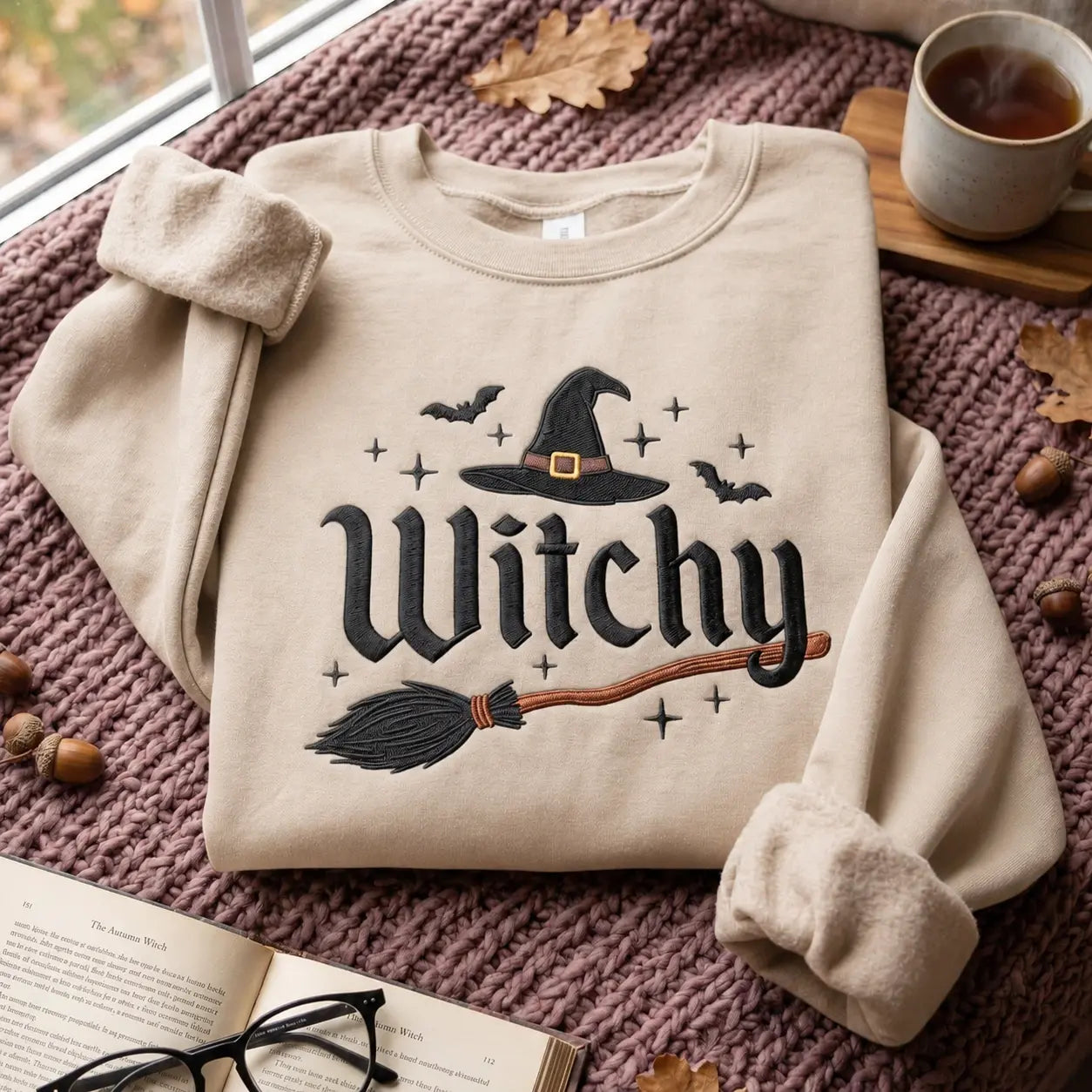 Witchy Embroidered Crewneck Sweatshirt tee Hoodie