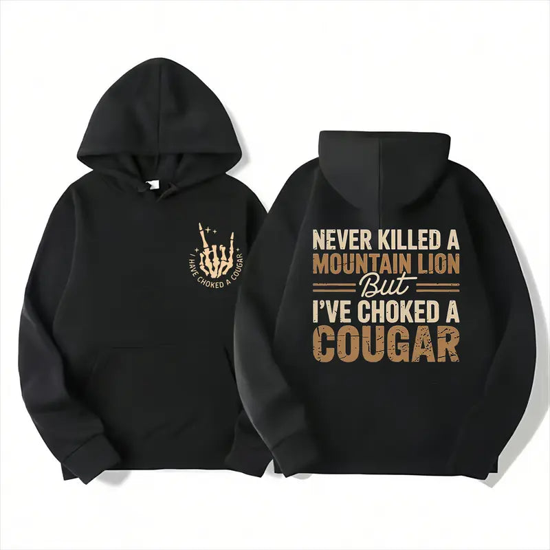 Funny Mountain Lion Cougar Hunting Graphic White Men’s Tee Sweatshirt Hoodie