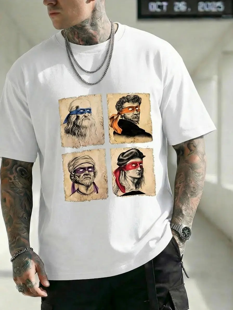 Renaissance Ninja Parody Graphic Crewneck Sweatshirt & Hoodie | Vintage Art Funny T-Shirt