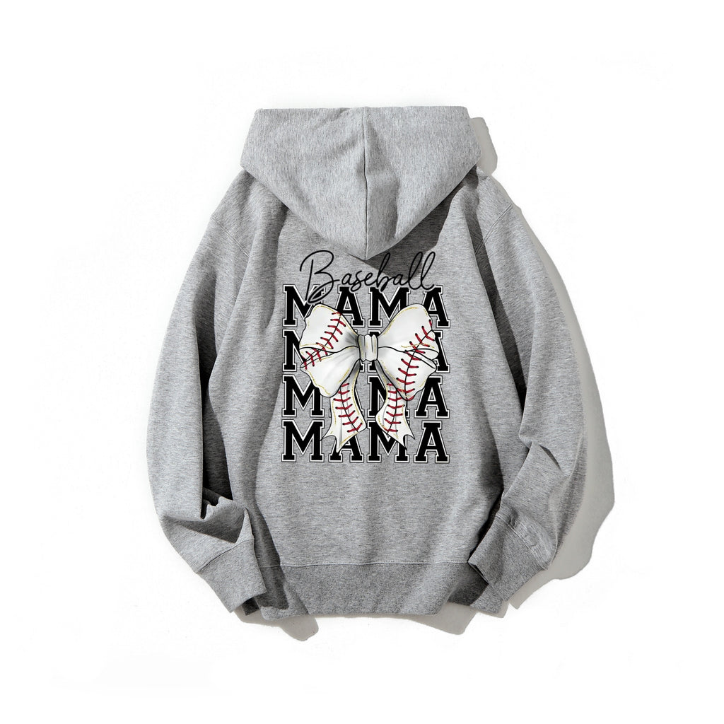 Baseball Mom Hooded Sweatshirt (Short-Sleeve) — Featuring a plaid bow and baseball design, the perfect Mother’s Day gift for game day