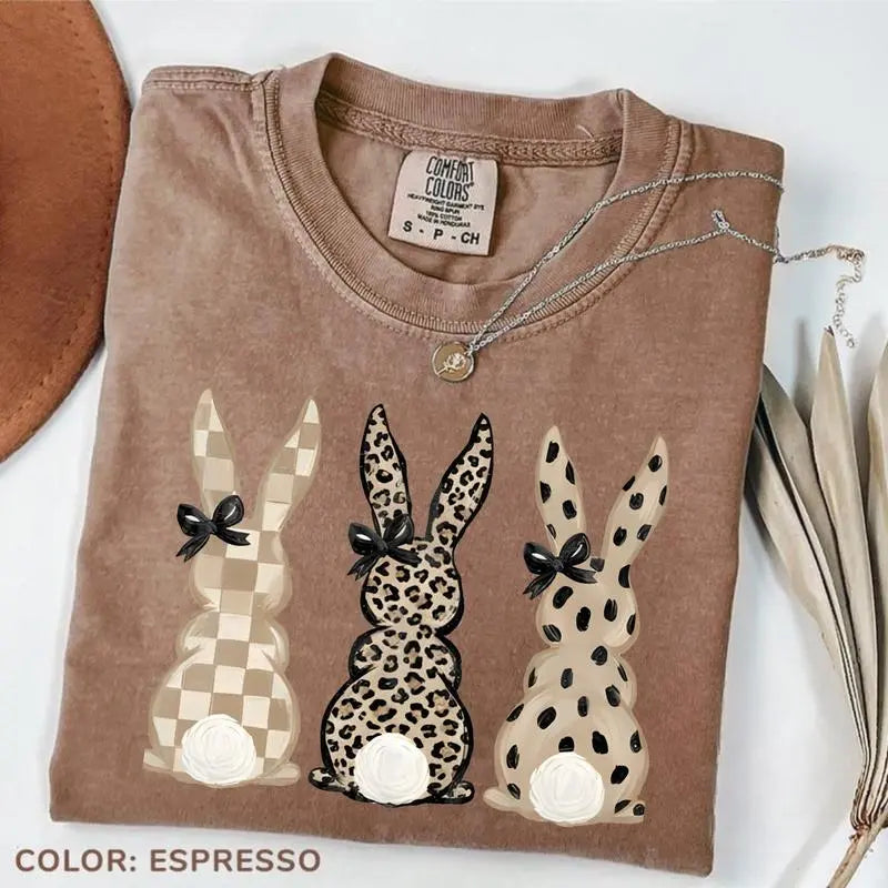 Three Cute Rabbits Short-Sleeve Hooded Sweatshirt - Holiday Gift