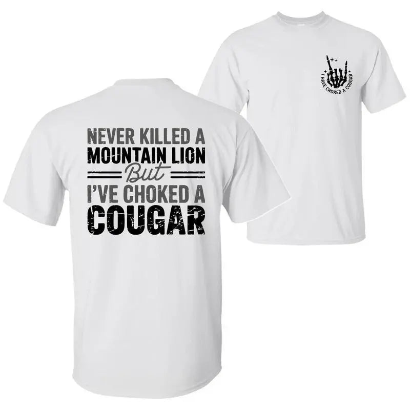 Funny Mountain Lion Cougar Hunting Graphic White Men’s Tee Sweatshirt Hoodie