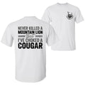 Funny Mountain Lion Cougar Hunting Graphic White Men’s Tee Sweatshirt Hoodie