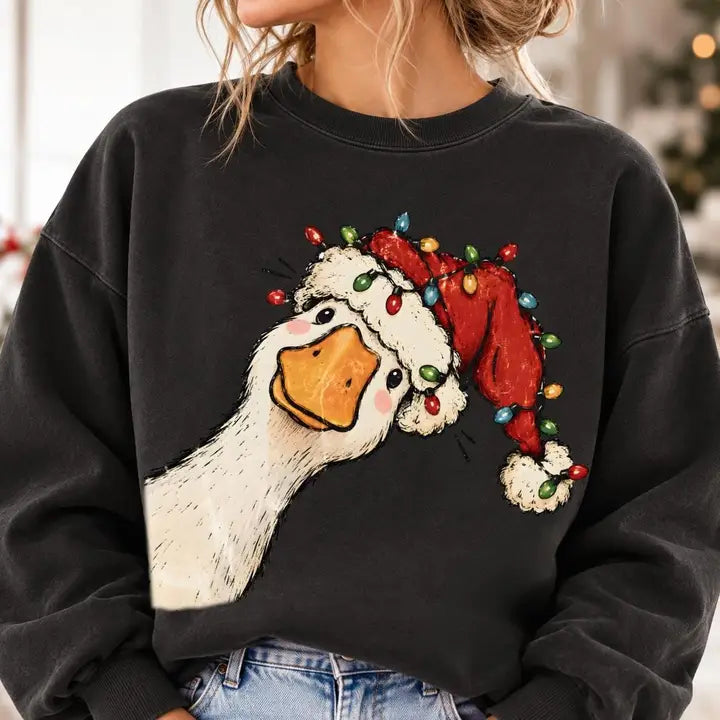 🦆 Merry Duckmas Cute Christmas Goose Santa Sweatshirt Hoodie Tee🎄