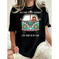 Hippie Van On A Dark Desert Highway Graphic Tee Retro Boho Music Lover Short Sleeve T‑Shirt