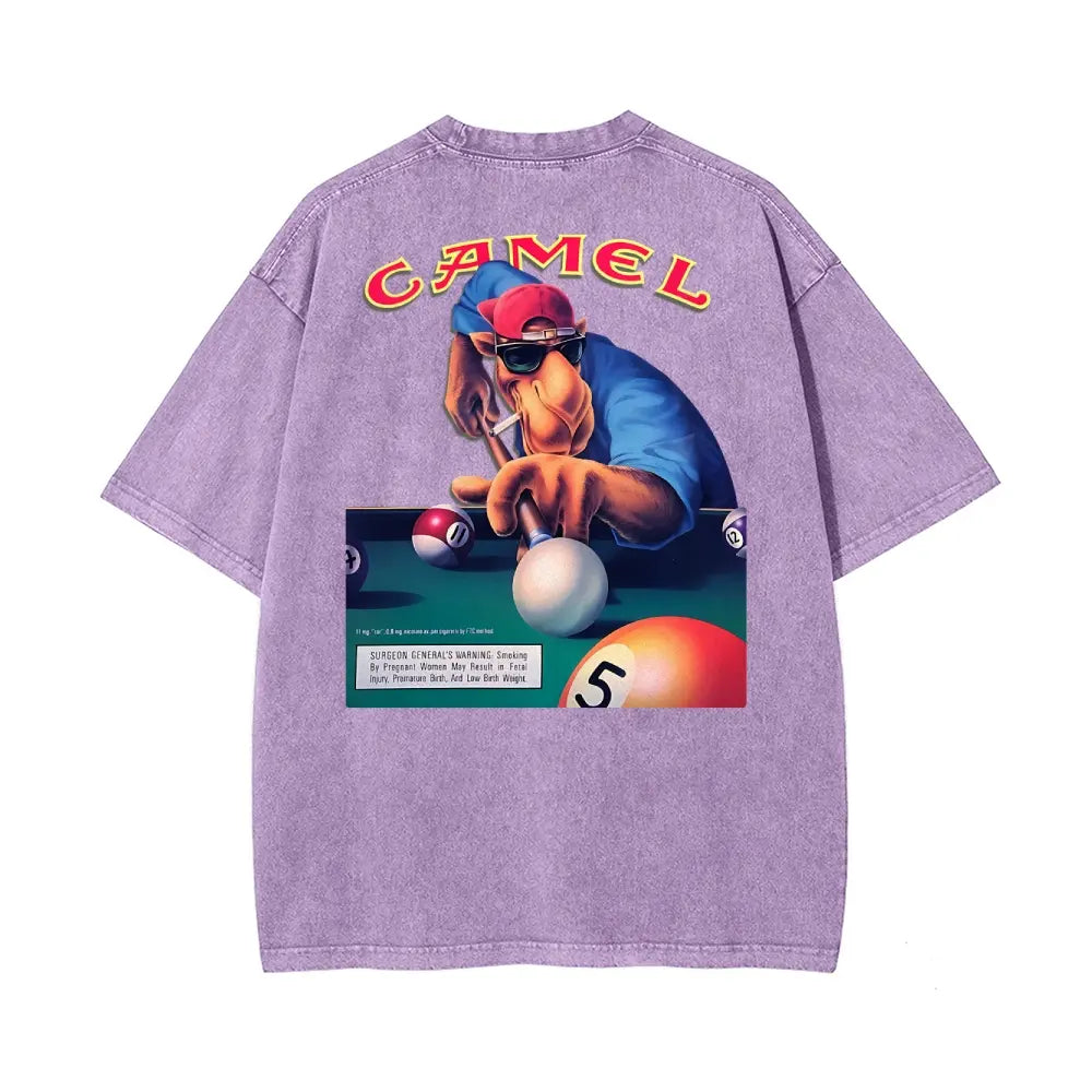 Vintage Washed Retro Pool Player Graphic Tee - Limited Edition