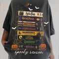 Retro Halloween VHS Movie Stack Spooky Season Washed Tee
