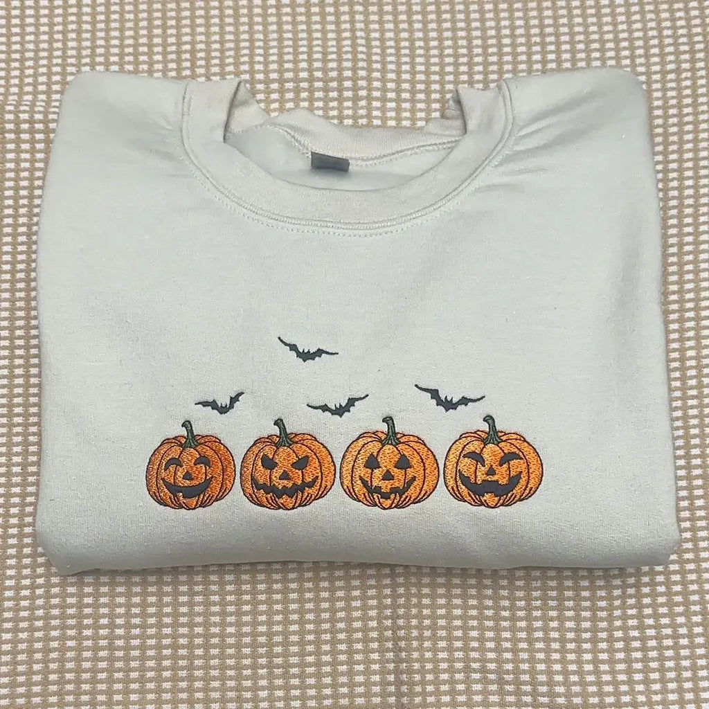 🎃 Embroidered Jack-O-Lantern Halloween Sweatshirt / Tee / Hoodie