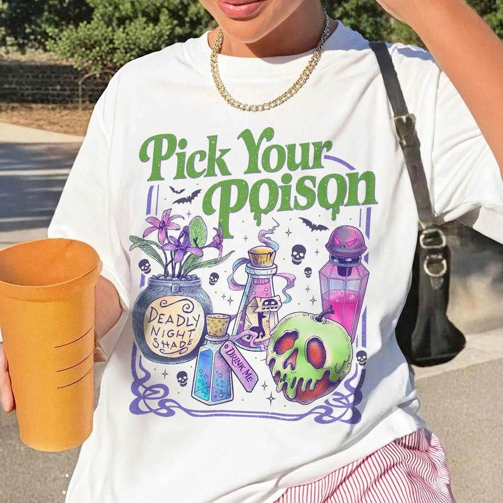 Pick Your Poison Witch Potion Vintage Wash Halloween Tee Sweatshirt hoodie