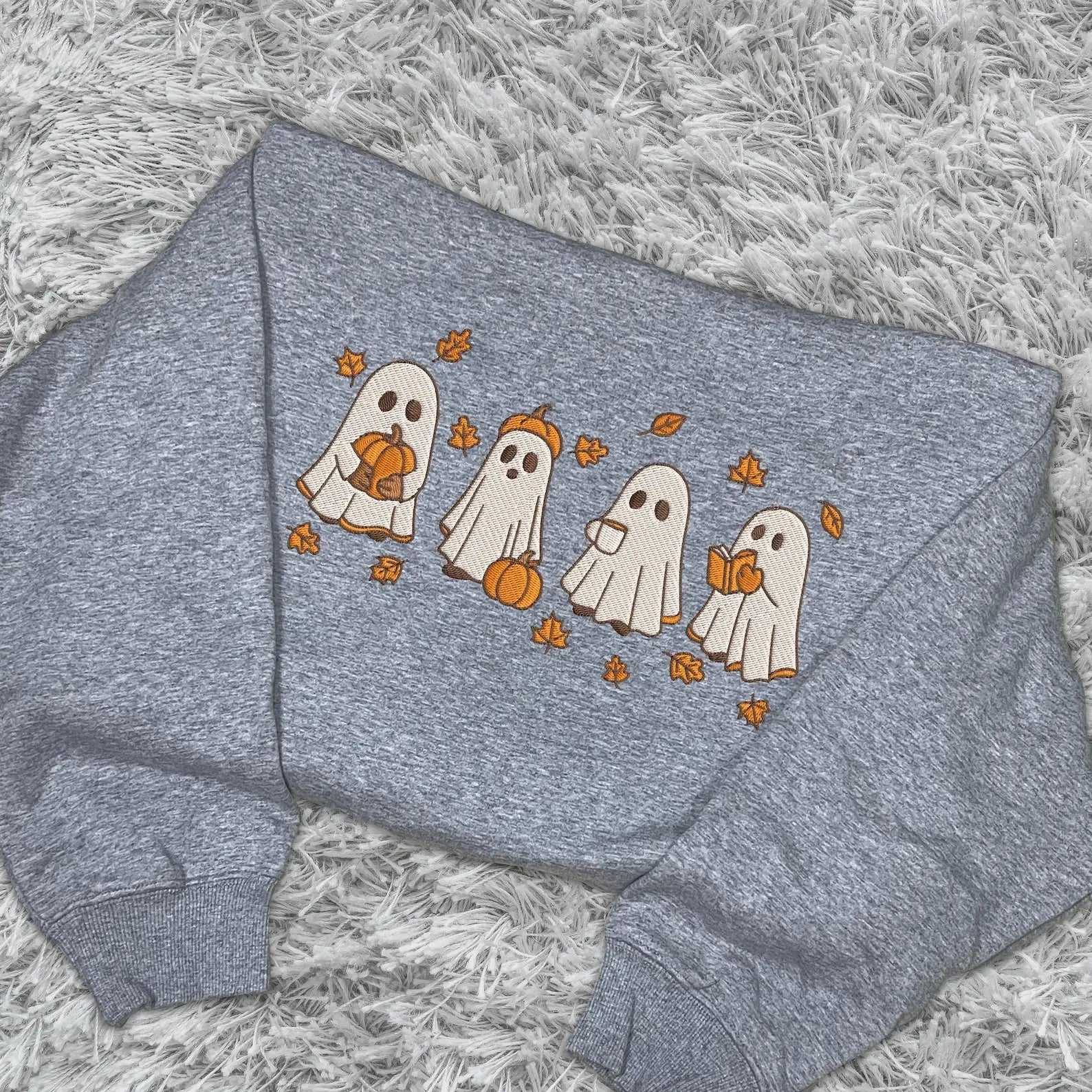 👻 Cute Fall Ghost Embroidered Halloween Tee/Crewneck/Hoodie