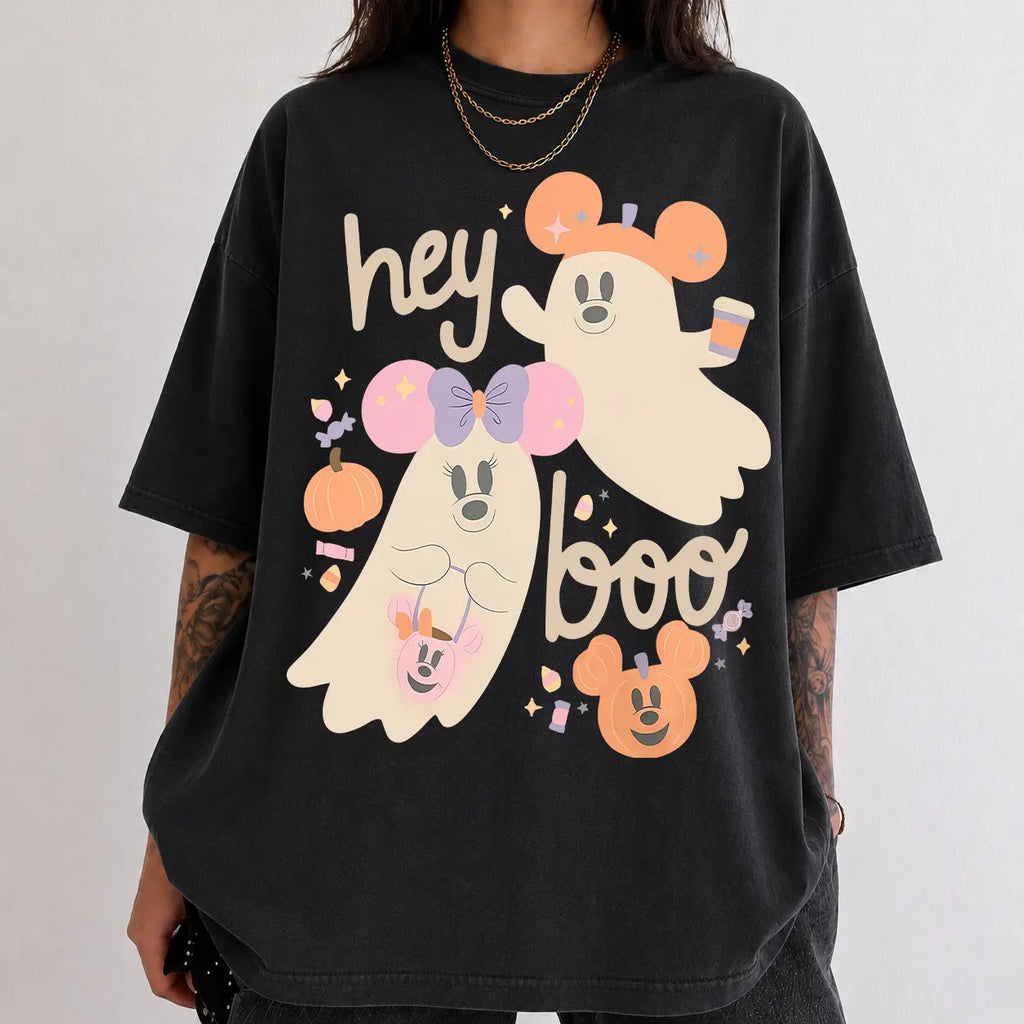 Hey Boo Cute Ghost Halloween Graphic T‑Shirt Sweatshirt Hoodie