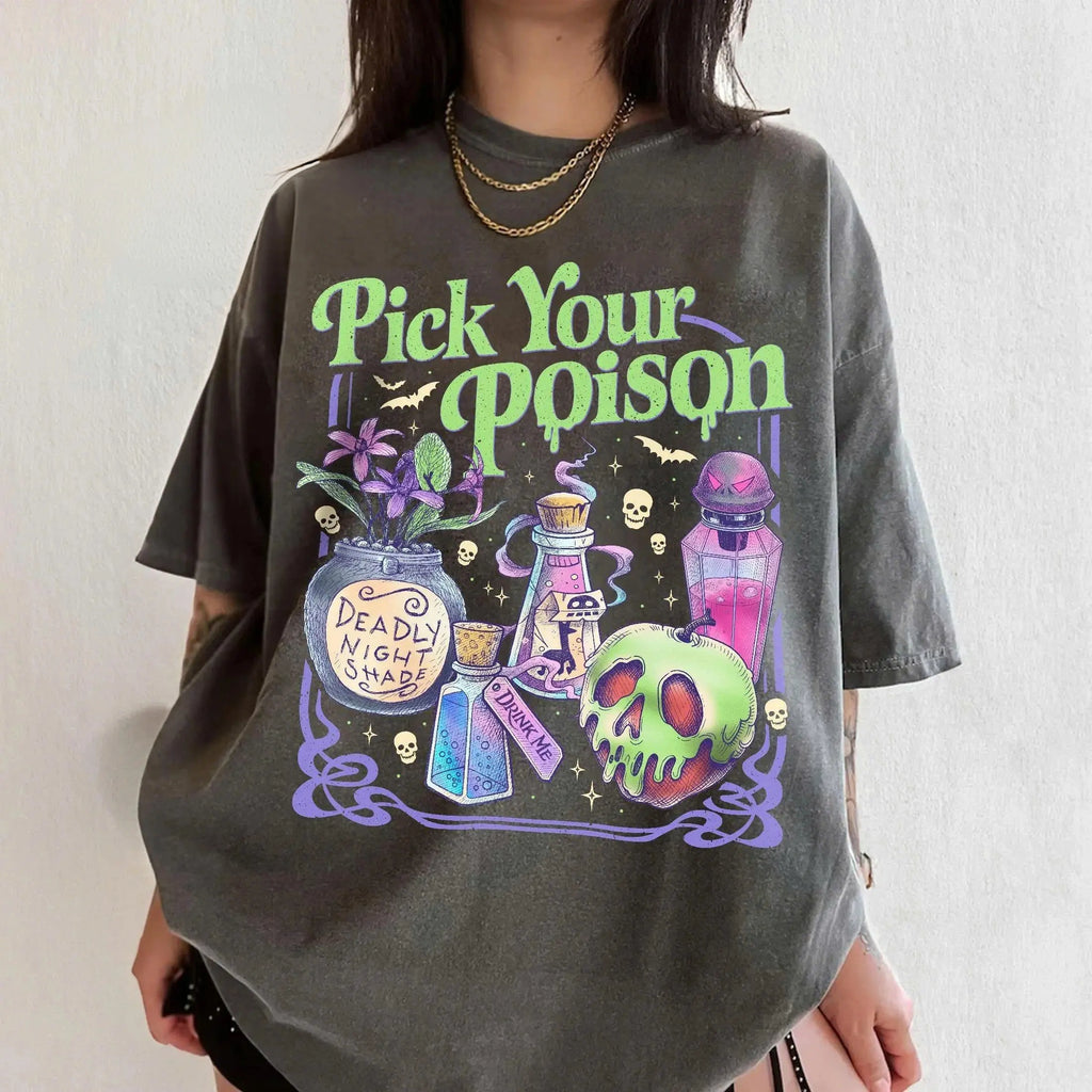 Pick Your Poison Witch Potion Vintage Wash Halloween Tee Sweatshirt hoodie