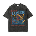 Get In Loser We're Doing God's Will Vintage Washed Tee | Funny Jonah & Whale Christian Graphic T-Shirt