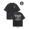 Vintage Grey Christian T-Shirt 100% Cotton With God All Things Are Possible Faith Wear